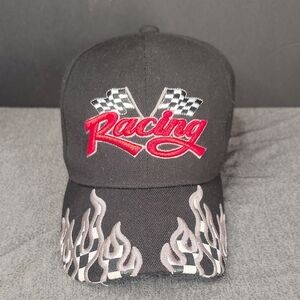 Armycrew Racing Hat Cap Strap Back 3D Embroidered Flame Structured Baseball